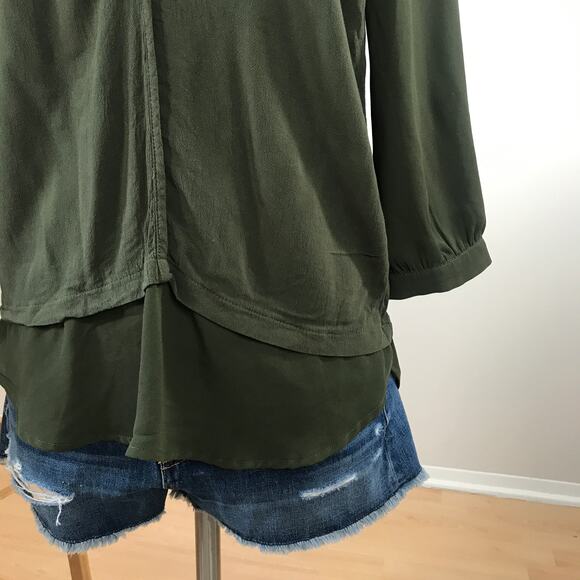 41 Hawthorn • Erland Contrast Hem Blouse Olive - Picture 4 of 8